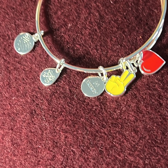 Alex and Ani Peace Hand Heart Emoji Bracelet Shiny Silver Unisex NWT. - Picture 4 of 7